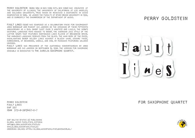 Perry Goldstein: "Fault Lines" for Saxophone Quartet 